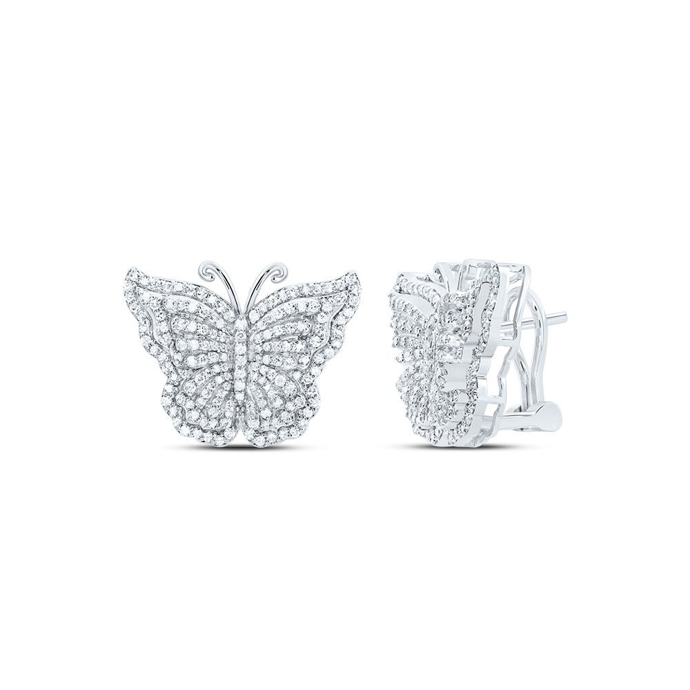 14kt White Gold 1 Cttw Diamond Fashion Butterfly Earring