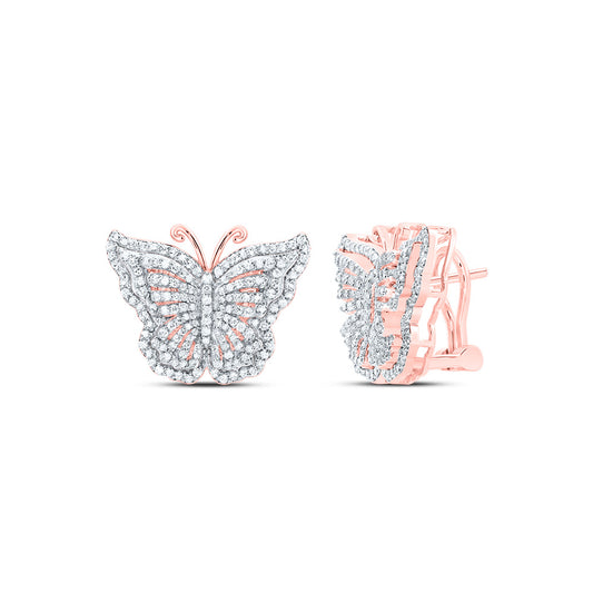 14kt Rose Gold 1 Cttw Natural Diamond Fashion Butterfly Earring
