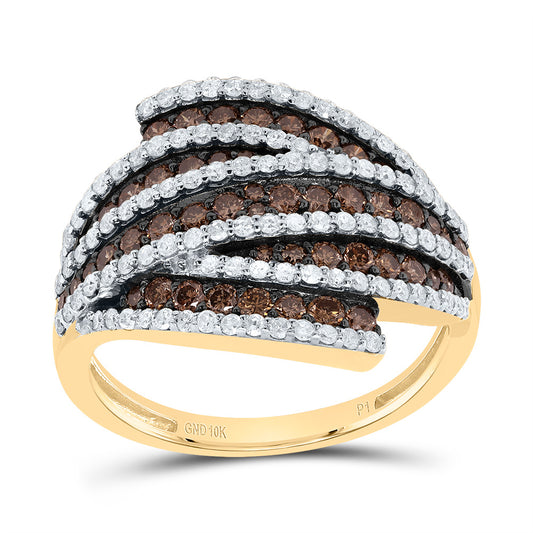 10kt Yellow Gold 1 1/4 Cttw Diamond Cognac Natural Ladies Wedding Engagement Anniversary Ring, Women Size: 5-9