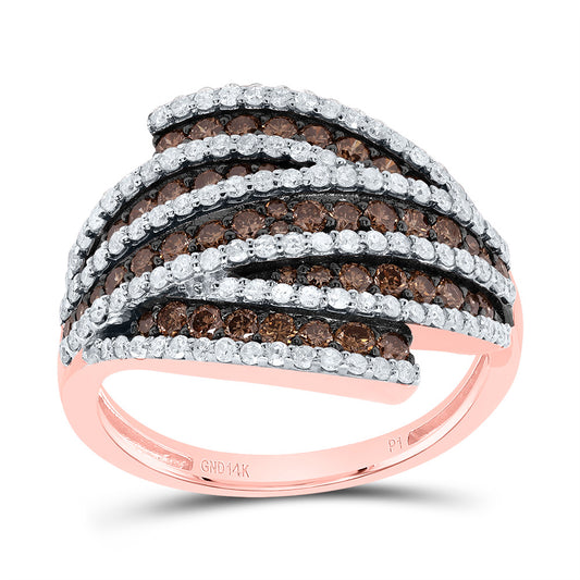 14kt Rose Gold 1 1/4 Cttw- Natural Diamond Cognac Natural Ladies Wedding Engagement Anniversary Ring, Women Size: 5-9