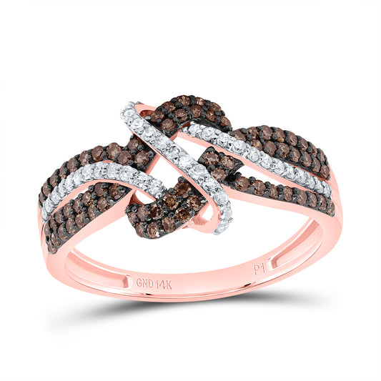 14kt Rose Gold 5/8 Cttw Natural Diamond Cognac Natural Ladies Wedding Engagement Anniversary Ring, Women Size: 5-9