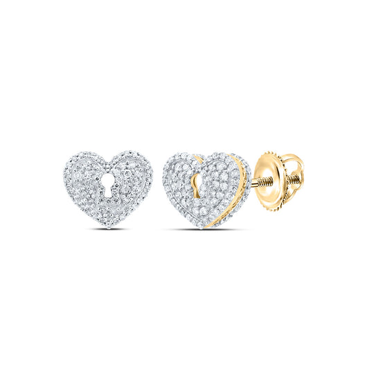 10kt Yellow Gold 1/2 Cttw Natural Diamond Heart Stud Earring