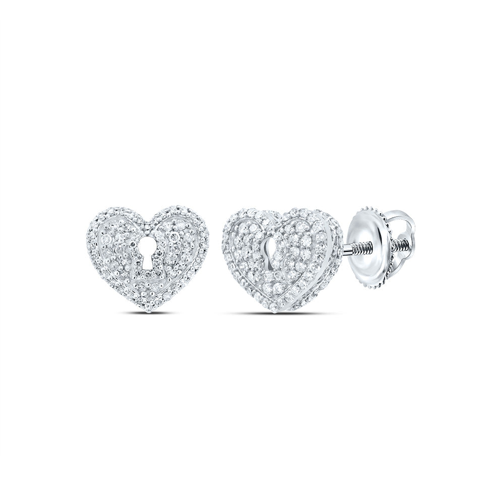10kt White Gold 1/2 Cttw Natural Diamond Heart Stud Earring