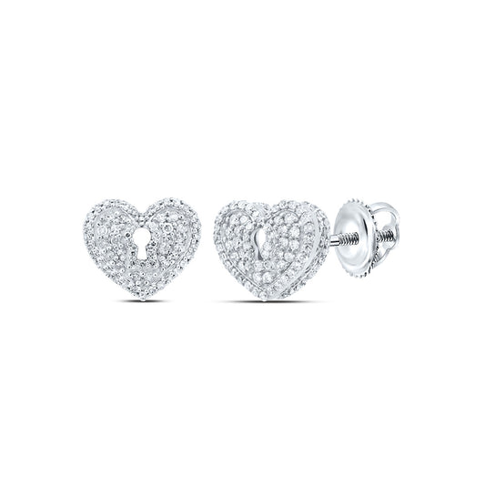 10kt White Gold 1/2 Cttw Natural Diamond Heart Stud Earring