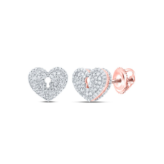 10kt Rose Gold 1/2 Cttw Natural Diamond Heart Stud Earring