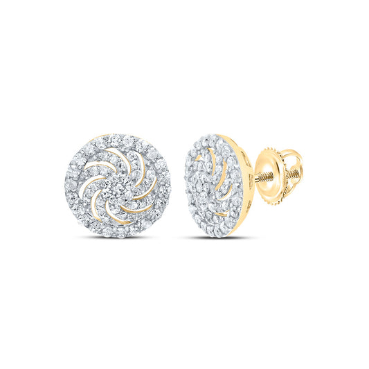 10kt Yellow Gold 1/3 Cttw Diamond Flower Stud Earring
