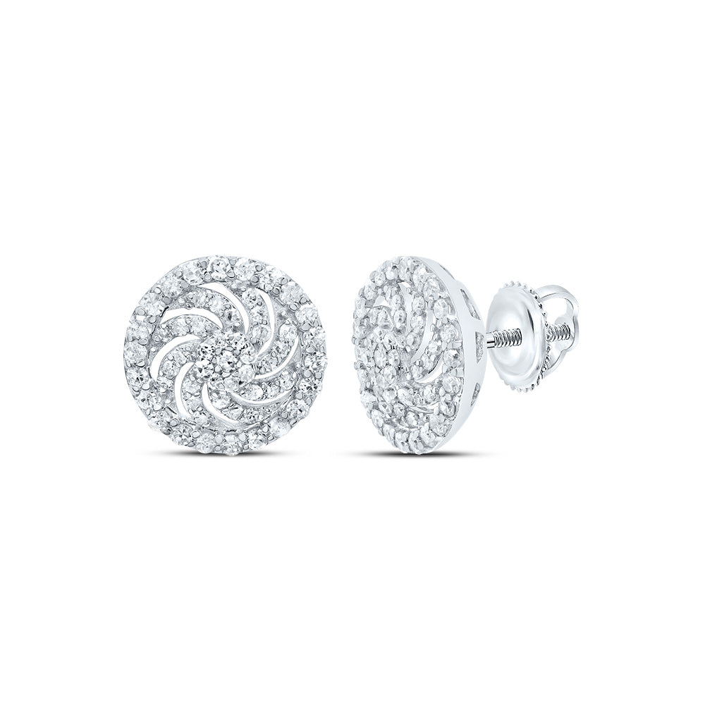 10kt White Gold 1/3 Cttw Diamond Flower Stud Earring