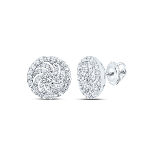 10kt White Gold 1/3 Cttw Diamond Flower Stud Earring