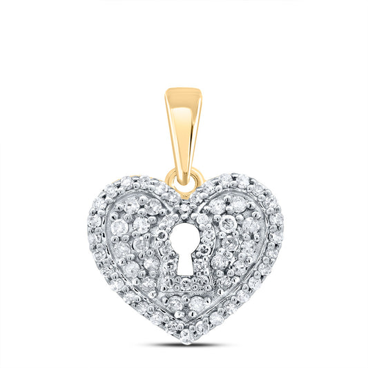 10kt Yellow Gold 3/8 Cttw Natural Diamond Heart Pendant