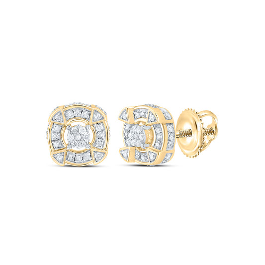 10kt Yellow Gold 1/4 Cttw Diamond Round Mens Stud Earring