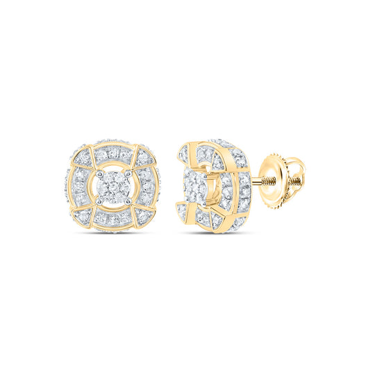 10kt Yellow Gold 3/8 Cttw Diamond Round Mens Stud Earring