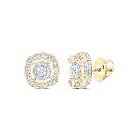 10kt Yellow Gold 1/2 Cttw Diamond Round Mens Stud Earring
