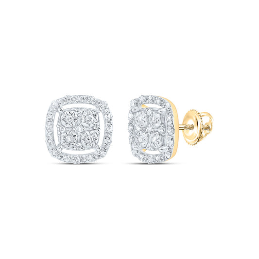 10kt Yellow Gold 1/6 Cttw Diamond Cushion Stud Earring