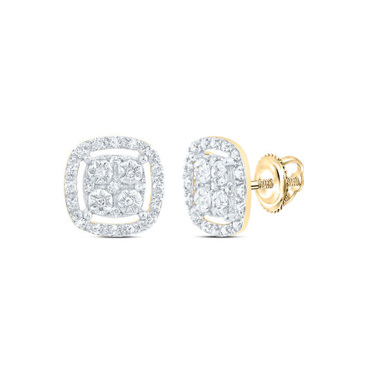 10kt Yellow Gold 1/4 Cttw Diamond Cushion Stud Earring