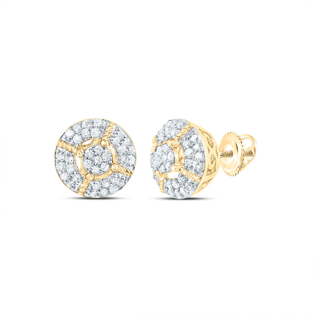 10kt Yellow Gold 1/3 Cttw Diamond Round Mens Stud Earring