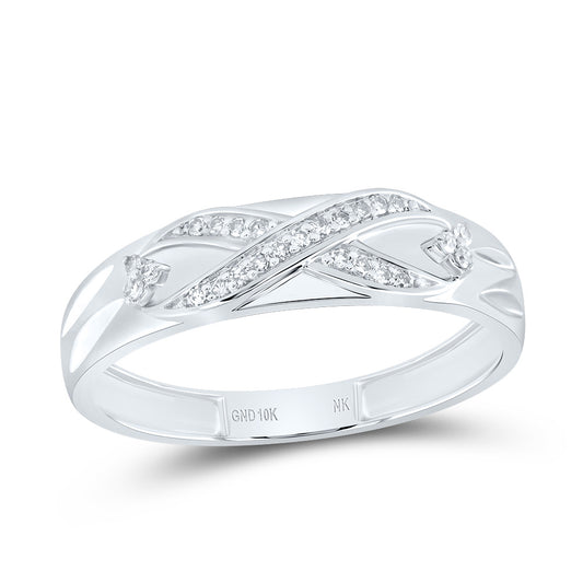 10kt White Gold His & Hers 3/8 Cttw Diamond Round Bridal Wedding Ring Band Set, Women Size: 5-9, Men Size: 8-12