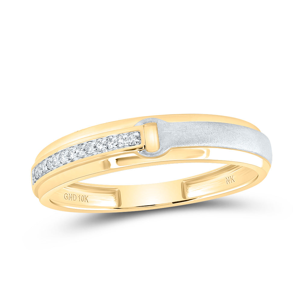 10kt Yellow Gold His & Hers 1/4 Cttw Natural Diamond Heart Bridal Wedding Ring Band Set, Women Size: 5-9, Men Size: 8-12