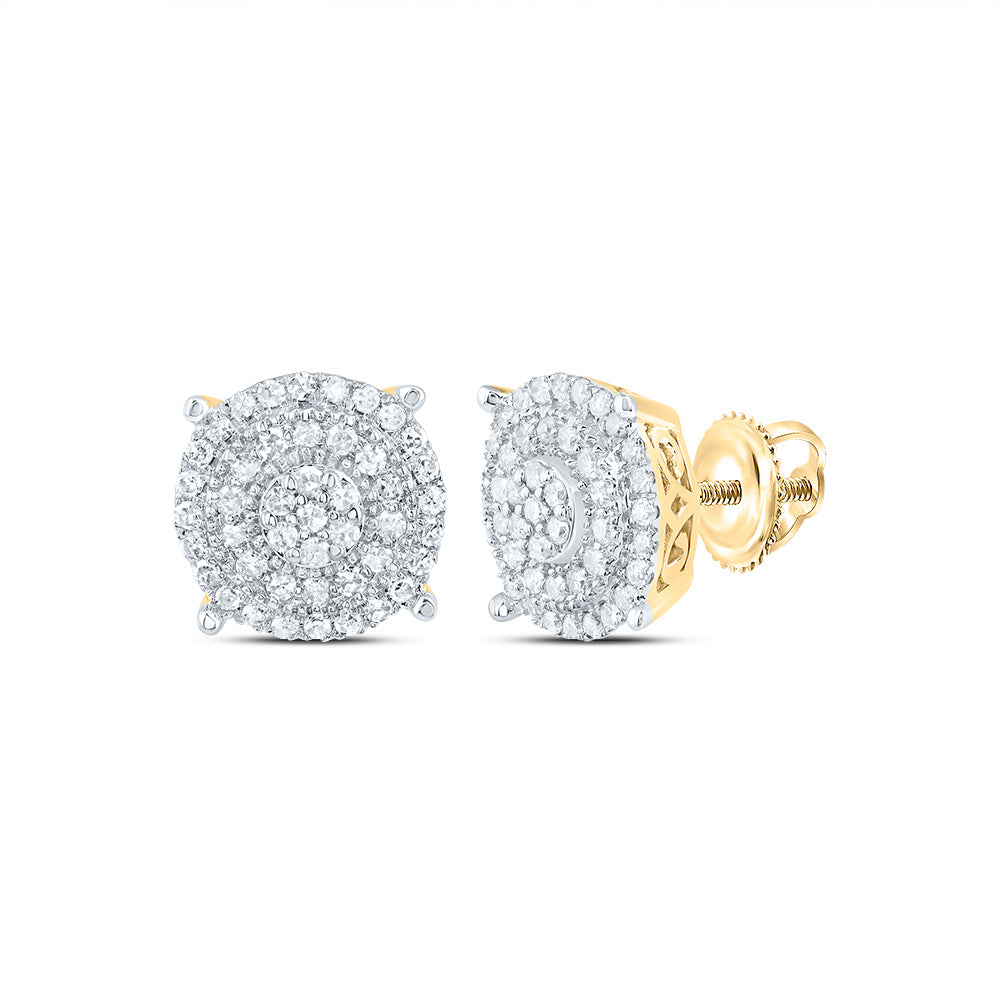 10kt Yellow Gold 3/8 Cttw Diamond Round Mens Stud Earring