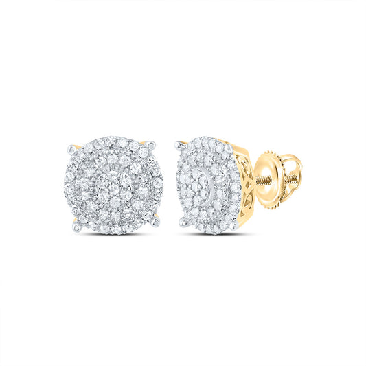 10kt Yellow Gold 3/8 Cttw Diamond Round Mens Stud Earring