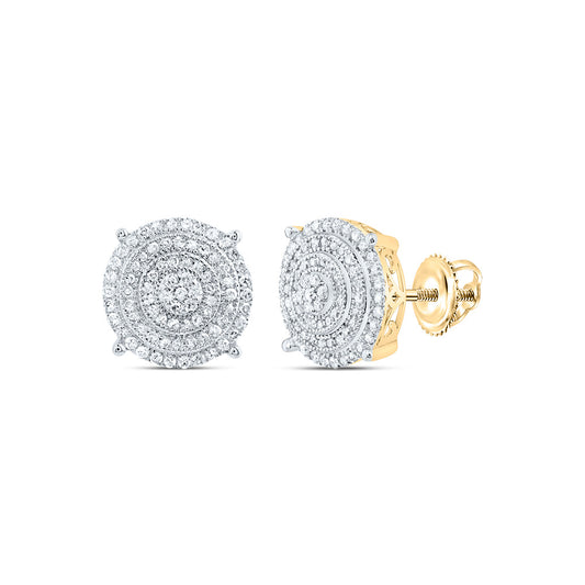 10kt Yellow Gold 1/2 Cttw Natural Diamond Round Mens Stud Earring