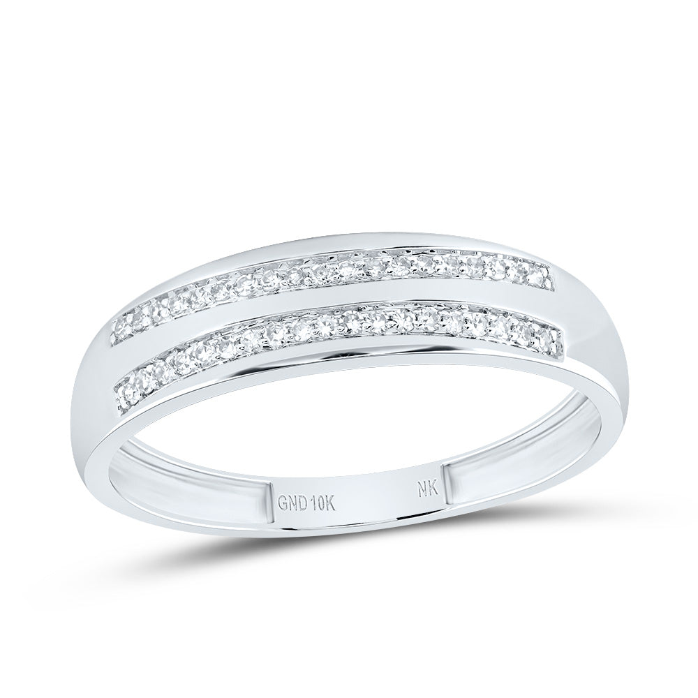 10kt White Gold His & Hers 1/2 Cttw Diamond Square Bridal Wedding Ring Band Set, Women Size: 5-9, Men Size: 8-12