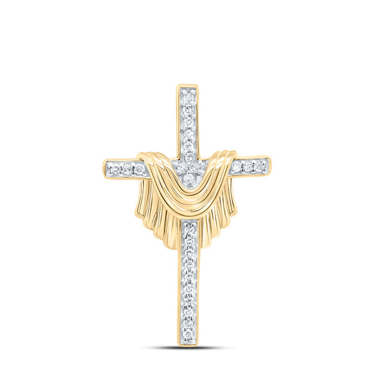 10kt Yellow Gold 1/10 Cttw Diamond Cross Pendant