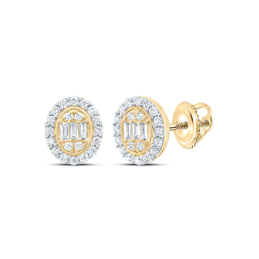 14kt Yellow Gold 1/3 Cttw Diamond Ana M Fashion Oval Stud Earring