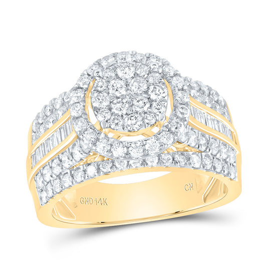 14kt Yellow Gold 1 1/2 Cttw Diamond Round Single Halo Bridal Wedding Engagement Anniversary Ring, Women Size: 5-9