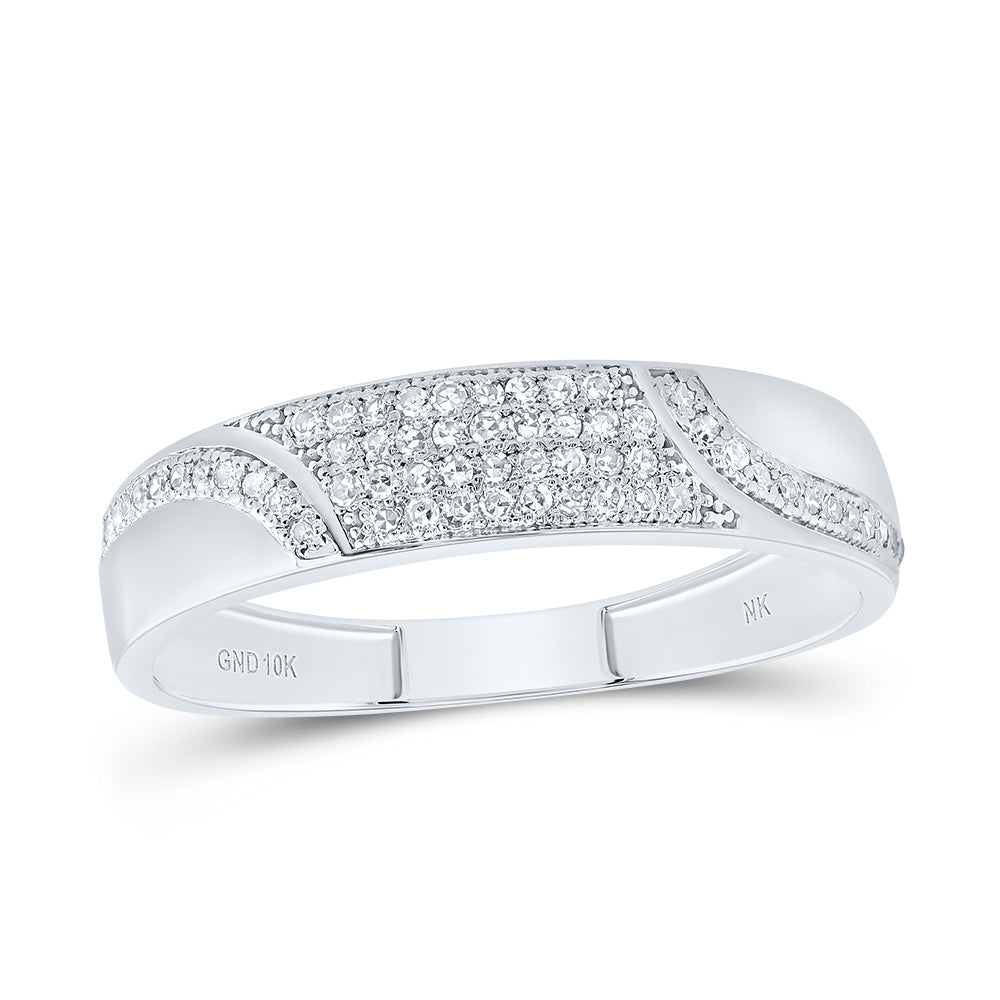 10kt White Gold His & Hers 1/2 Cttw Natural Diamond Heart Bridal Wedding Ring Band Set, Women Size: 5-9, Men Size: 8-12