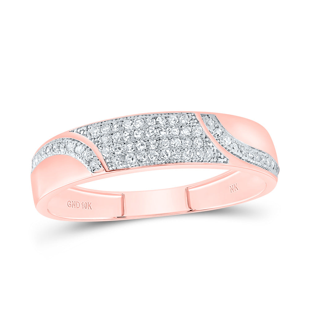 10kt Rose Gold His & Hers 1/2 Cttw Natural Diamond Heart Bridal Wedding Ring Band Set, Women Size: 5-9, Men Size: 8-12
