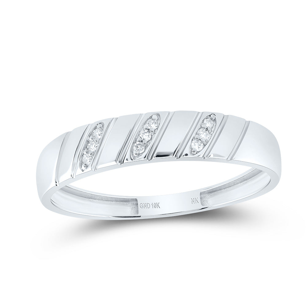 10kt White Gold His & Hers 1/4 Cttw Natural Diamond Heart Bridal Wedding Ring Band Set, Women Size: 5-9, Men Size: 8-12
