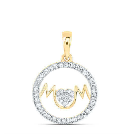 10kt Yellow Gold 1/5 Cttw Diamond Mom Pendant