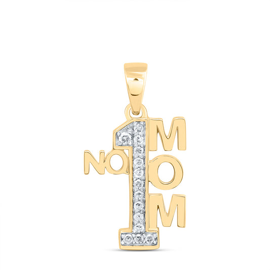 10kt Yellow Gold 1/10 Cttw Diamond " No 1 Mom" Pendant