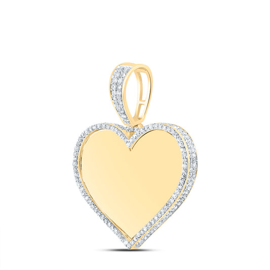 10kt Yellow Gold 7/8 Cttw Natural Diamond Heart Memory Mens Charm