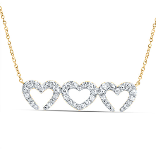 10kt Yellow Gold 1/5 Cttw Natural Diamond " Mom" Heart Necklace, Length: 18 Inch