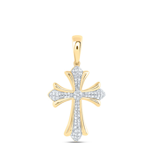 10kt Yellow Gold 1/3 Cttw Diamond Fashion Cross Pendant