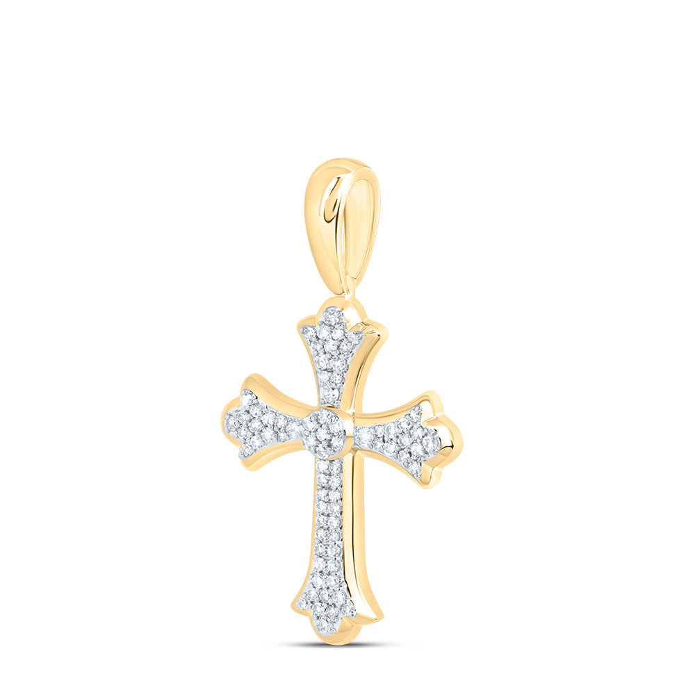 10kt Yellow Gold 1/3 Cttw Diamond Fashion Cross Pendant
