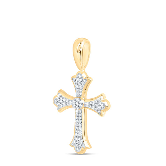 10kt Yellow Gold 1/3 Cttw Diamond Fashion Cross Pendant