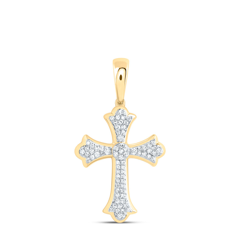 10kt Yellow Gold 1/3 Cttw Diamond Fashion Cross Pendant