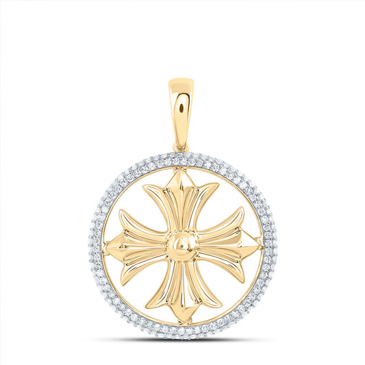 10kt Yellow Gold 1/2 Cttw Diamond Fashion Cross Pendant