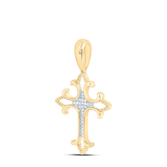 10kt Yellow Gold 1/12 Cttw Diamond Fashion Cross Pendant