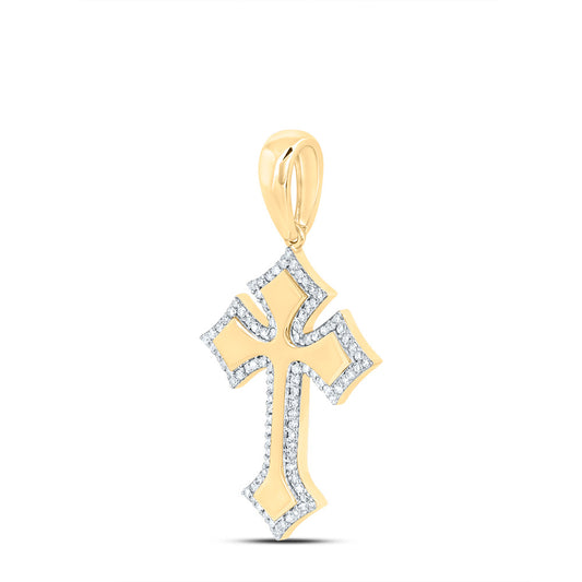 10kt Yellow Gold 1/3 Cttw Diamond Fashion Cross Pendant