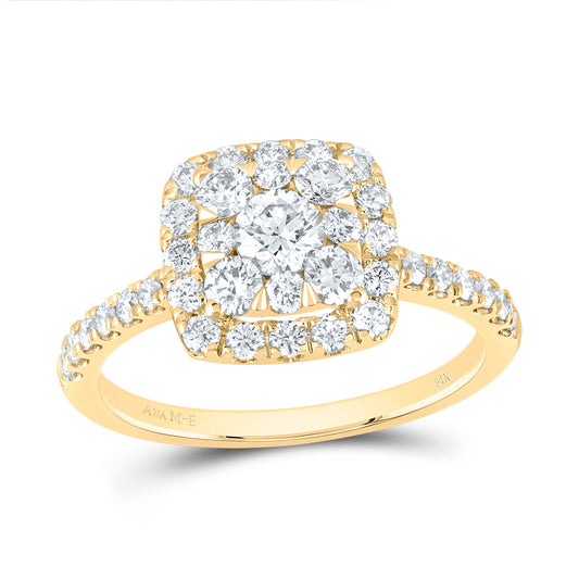 14kt Yellow Gold 1 Cttw Diamond Ana M Elite 1/4 Cttw Round Cushion Single Halo Bridal Wedding Engagement Anniversary Ring, Women Size: 5-9