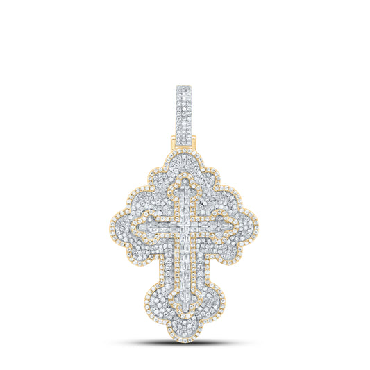 10kt Yellow Gold 1 1/2 Cttw Diamond Cross Mens Charm