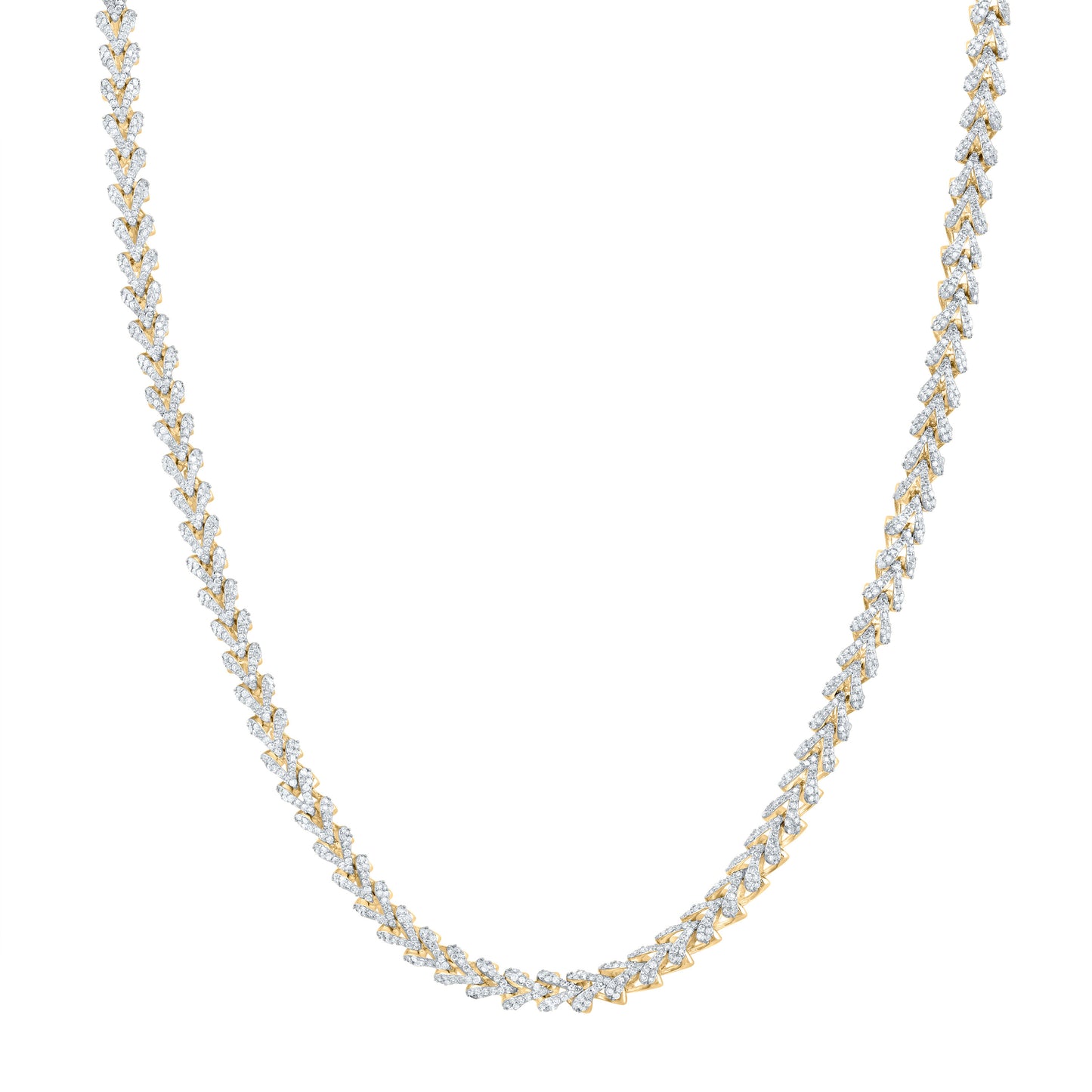 10kt Yellow Gold 6 1/2 Cttw Diamond (5 Mm) Franco Mens Chain, Length: 22 Inch