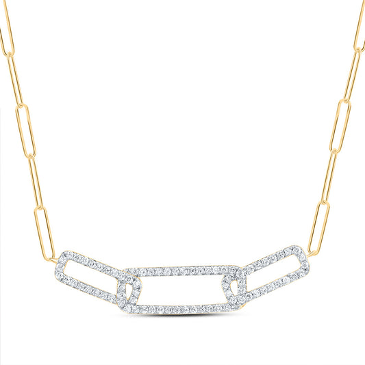14kt Yellow Gold 1/3 Cttw Diamond Ana M Fashion Paper Clip Necklace, Length: 18 Inch
