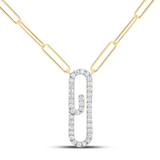 10kt Yellow Gold 1/4 Cttw Diamond Fashion Paper Clip Necklace, Length: 18 Inch