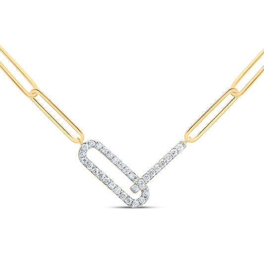 10kt Yellow Gold 1/5 Cttw Diamond Fashion Paper Clip Necklace, Length: 18 Inch