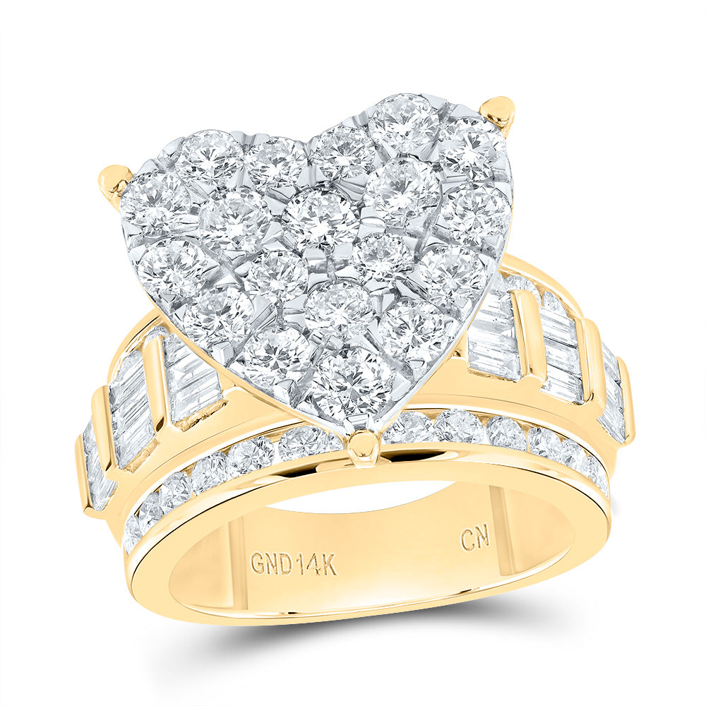 14kt Yellow Or White Gold Diamond Fashion Heart Wedding Engagement Anniversary Ring"