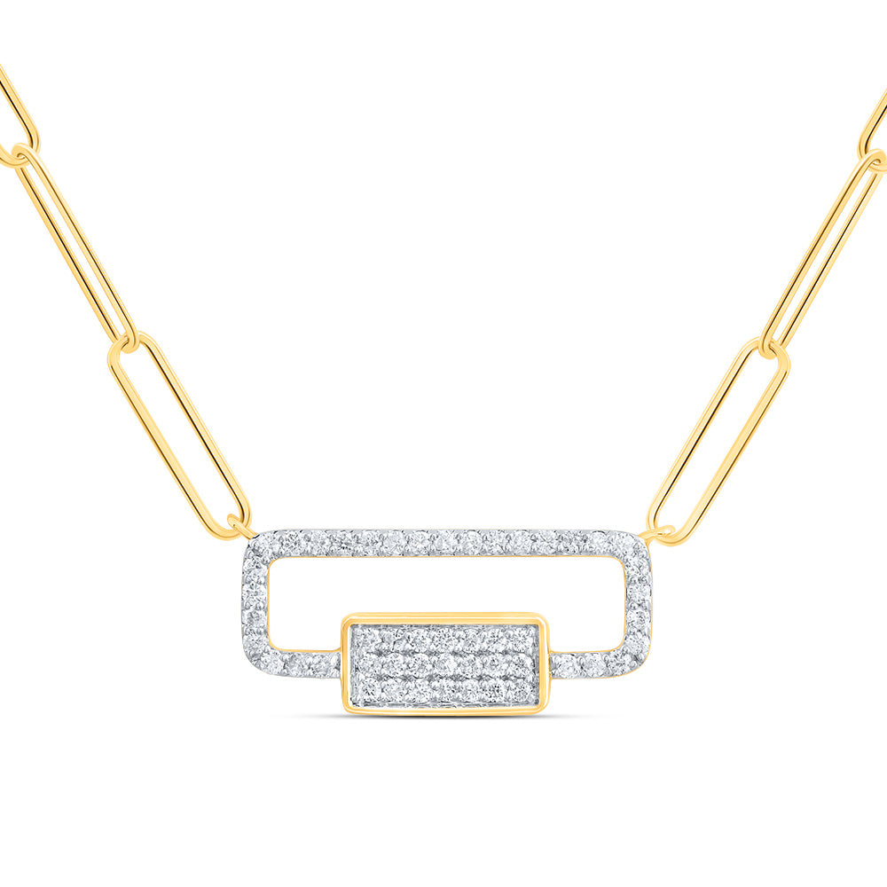 10kt Yellow Gold 1/4 Cttw Diamond Fashion Paper Clip Necklace, Length: 18 Inch